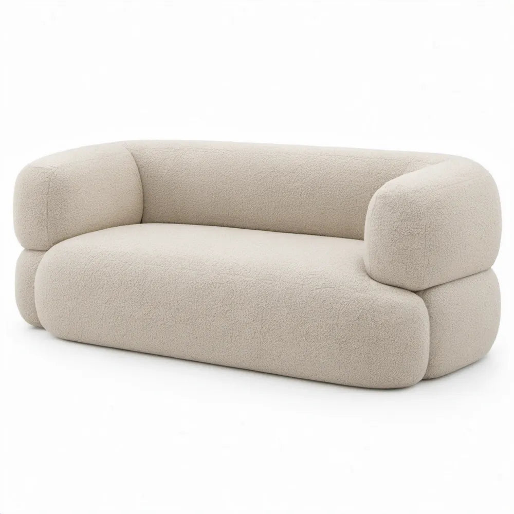 2-zitsbank in crème bouclé polyester, 180 x 90 x 72 cm