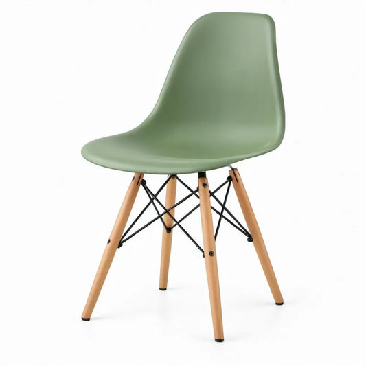 Groene eetkamerstoel met beukenhouten poten, 46 x 52 x 82 cm