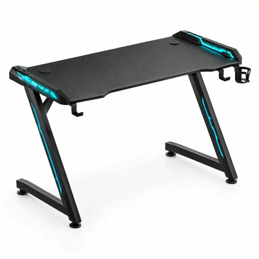Gamingbureau met cyaan LED-verlichting 120 x 60 x 75 cm Zwart/Cyaan