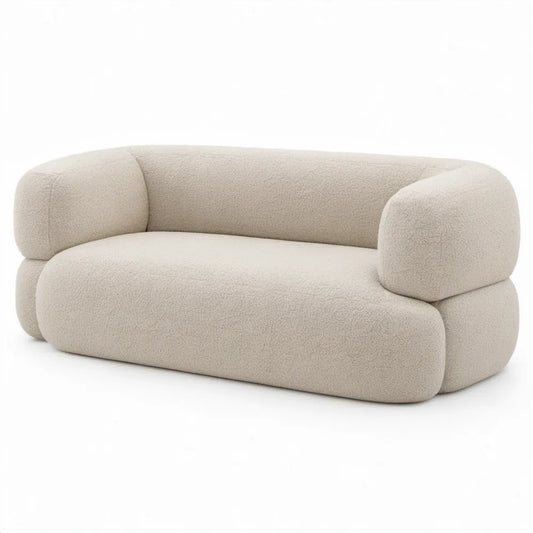 2-zitsbank in crème bouclé polyester, 180 x 90 x 72 cm